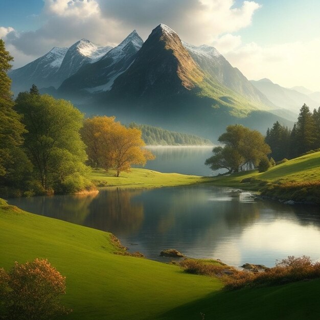 Landschaft Natur Berg Fluss Wolken