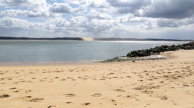 Landschaft Pyla Düne am Atlantikstrand in Sanddünenzaun in Lege CapFerret Pilat Ozean Frankreich