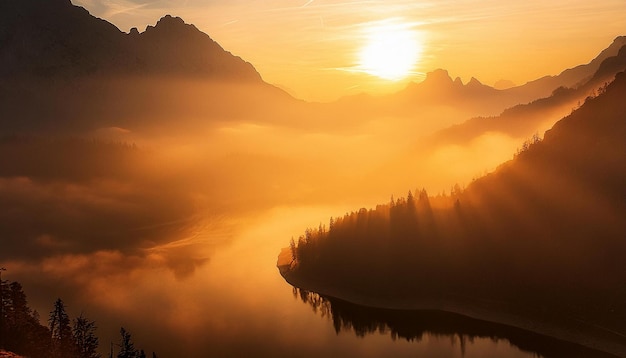 Landschaft Solarpunk-Ansicht von einem Berg aus FULL HD CRISP COLORS