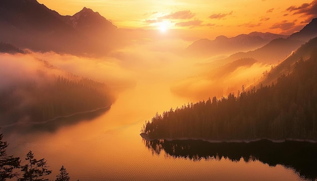 Landschaft Solarpunk-Ansicht von einem Berg aus FULL HD CRISP COLORS