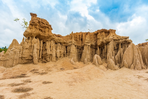 Landschaft von Bodentexturen erodierte Sandsteinsäulen, -spalten und -klippen