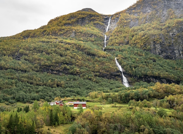 Landschaft von Flam Line Railway in Norwegen