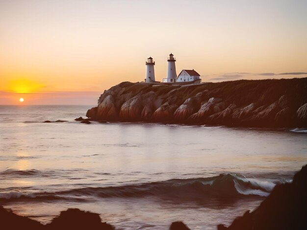 Foto landschaft wunderschöner sonnenuntergang strand und bewölkter himmel