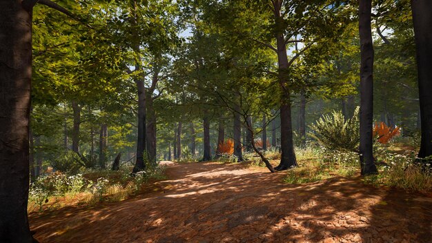 Landschaft zur Veranschaulichung nachhaltiger Entwicklungsziele und des Ökosystemschutzes Eine immersive natürliche Umgebung 3D-Rendering