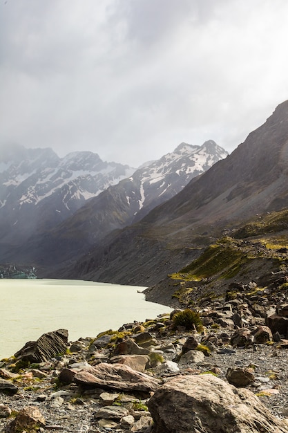 Landschaften der Südalpen Hooker Lake South Island New Zealand