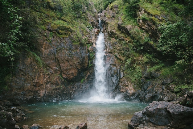 Landschaftliche Ansicht eines Wasserfalls im Wald