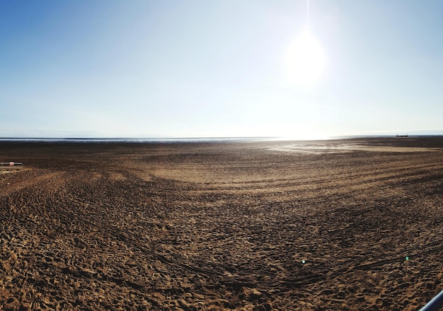 Foto landschaftliche aussicht auf das feld vor klarem himmel