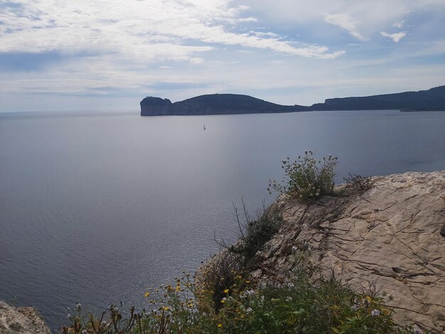 Foto landschaftliche aussicht auf das meer gegen den himmel in alghero