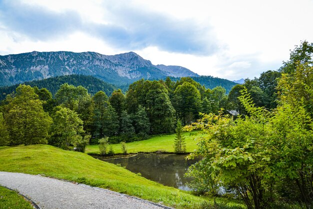 Foto landschaftliche aussicht auf den see durch bäume gegen den himmel