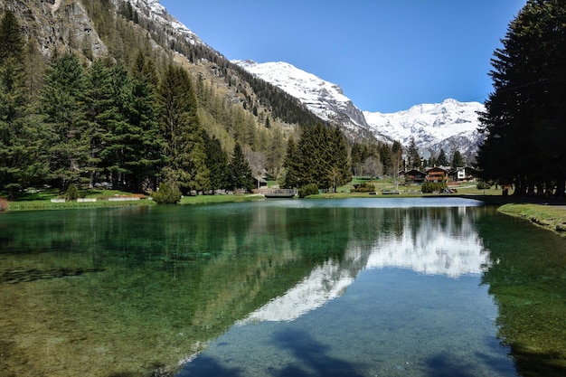 Landschaftliche Aussicht auf den See durch Bäume gegen den Himmel