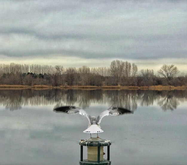 Foto landschaftliche aussicht auf den see gegen den himmel