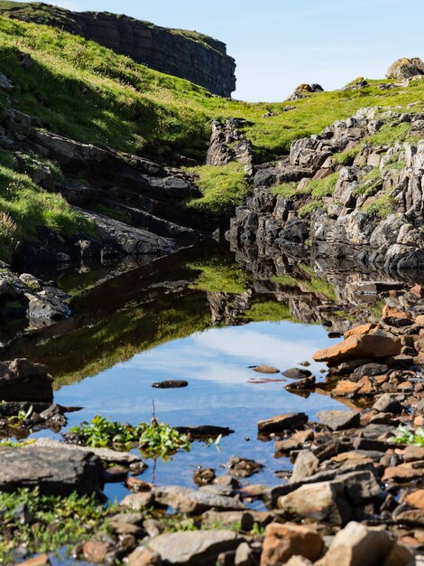 Landschaftliche Aussicht auf den See gegen den Himmel