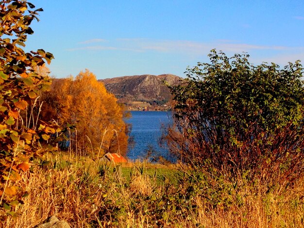 Foto landschaftliche aussicht auf den see gegen den himmel