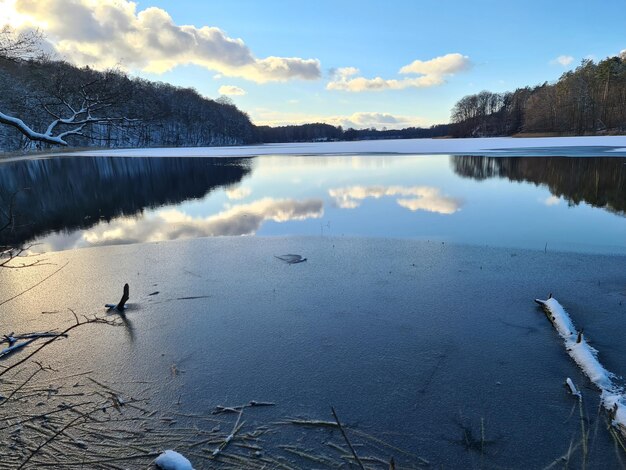 Landschaftliche Aussicht auf den See gegen den Himmel