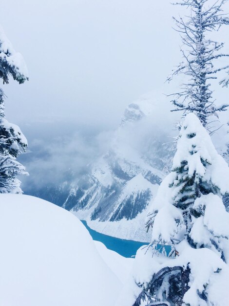 Foto landschaftliche aussicht auf schneebedeckte berge gegen den himmel