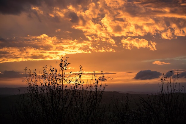 Landschaftliche Landschaft gegen den schönen Himmel