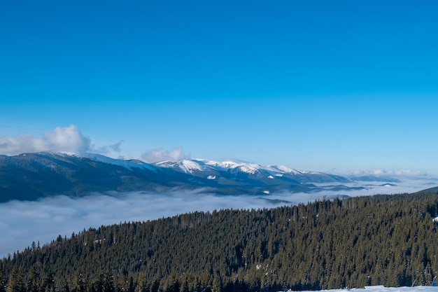 Landschaftsansicht der winterkarpaten