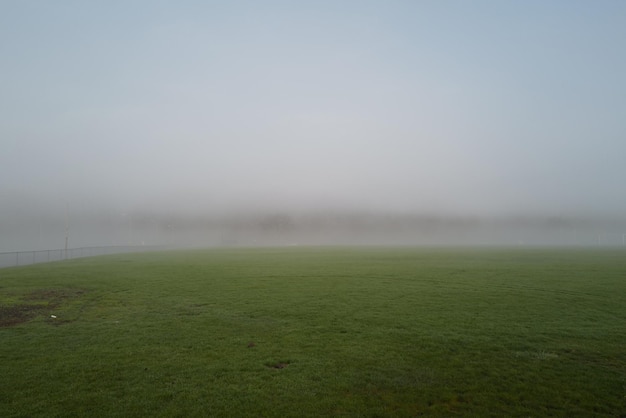 Landschaftsansicht des Feldes gegen den Himmel bei nebligem Wetter