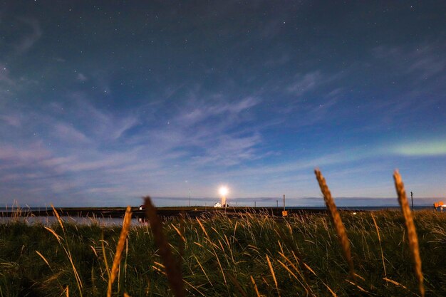 Foto landschaftsansicht des feldes gegen den nachthimmel