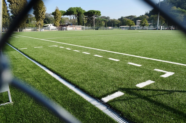 Landschaftsansicht des technischen Bereichs auf einem Fußballfeld