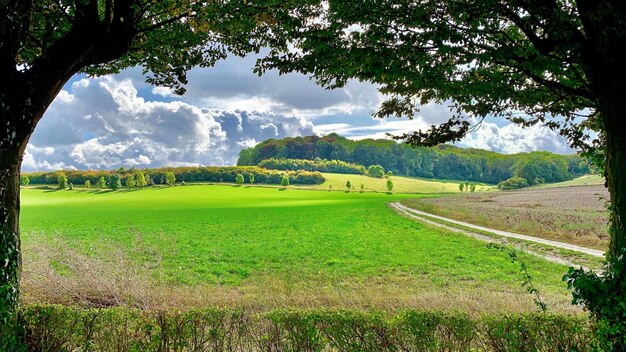 Foto landschaftsansicht eines ackerfeldes vor dem himmel