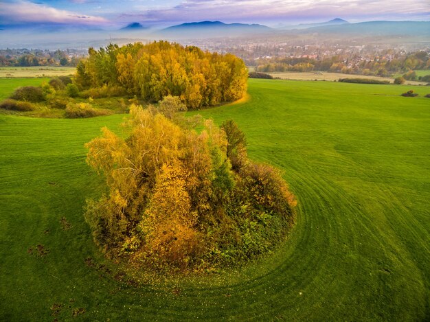 Landschaftsansicht eines Ackerfeldes vor dem Himmel