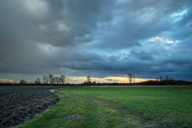 Foto landschaftsansicht eines ackerfeldes vor dem himmel