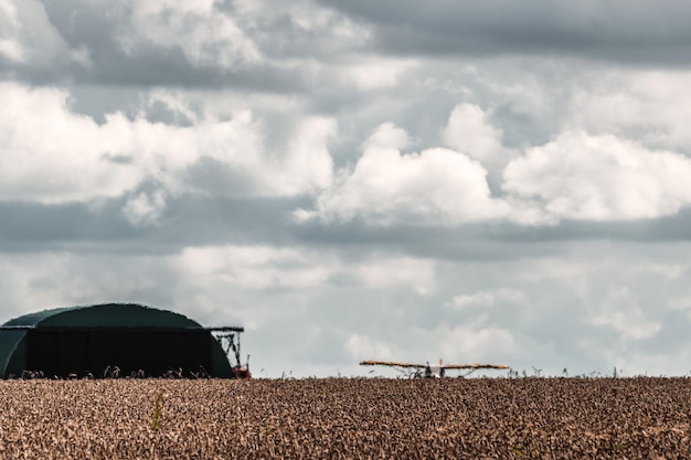 Foto landschaftsansicht eines ackerfeldes vor dem himmel