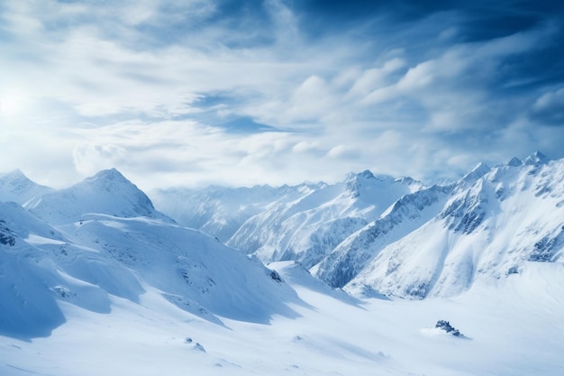 Landschaftsansicht über schneebedeckte Berge