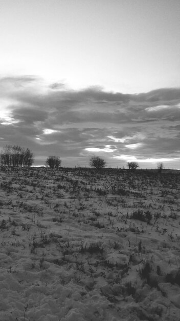 Foto landschaftsansicht vor einem bewölkten himmel