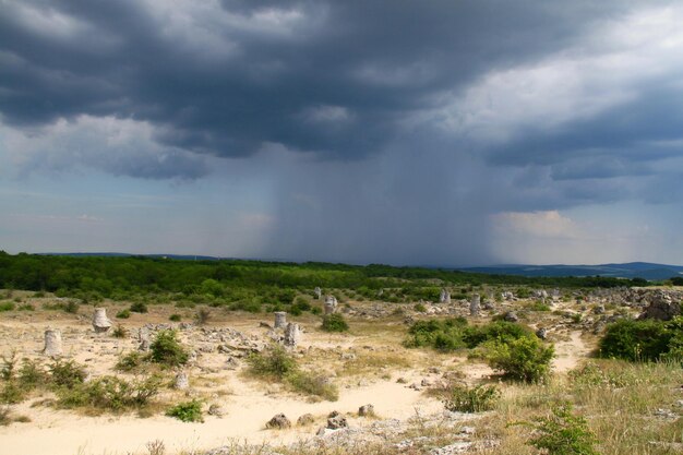 Landschaftsansicht vor einem bewölkten Himmel