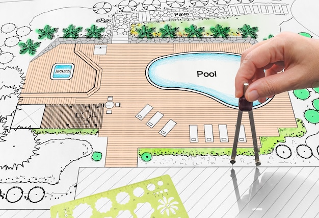 Landschaftsarchitekt Design Hinterhof-Poolplan für Hotel