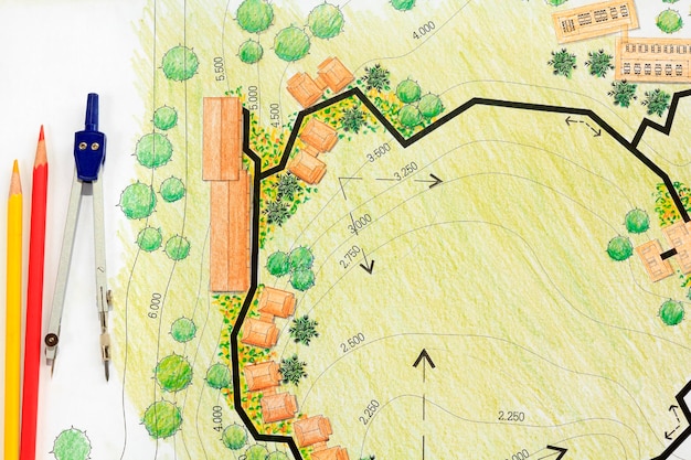 Landschaftsentwürfe Blaupausen für Resort.