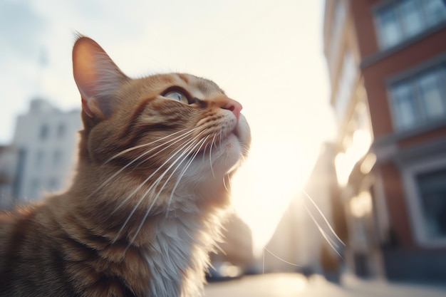 Landschaftsfoto der Katze auf der Straße