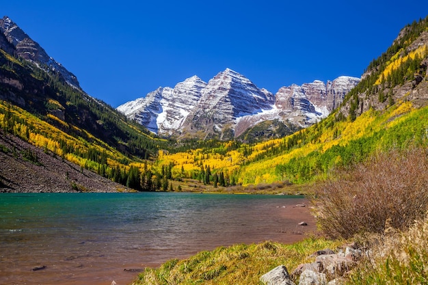 Landschaftsfoto der Maroon-Glocke in Aspen, Colorado, Herbstsaison, USA