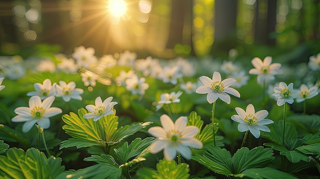Landschaftsfotografie auf einem ruhigen Frühlingsfeld mit Wildblumen