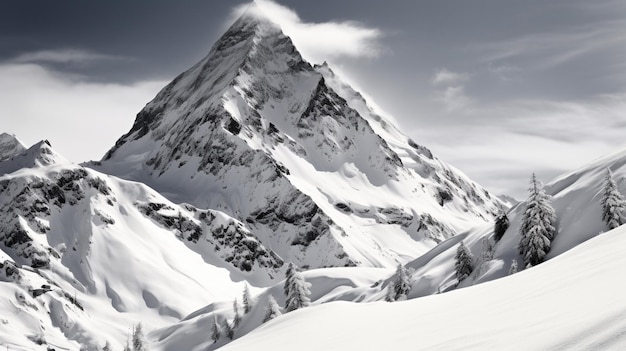 Landschaftsfotografie eines ruhigen Berggebirges mit Schnee