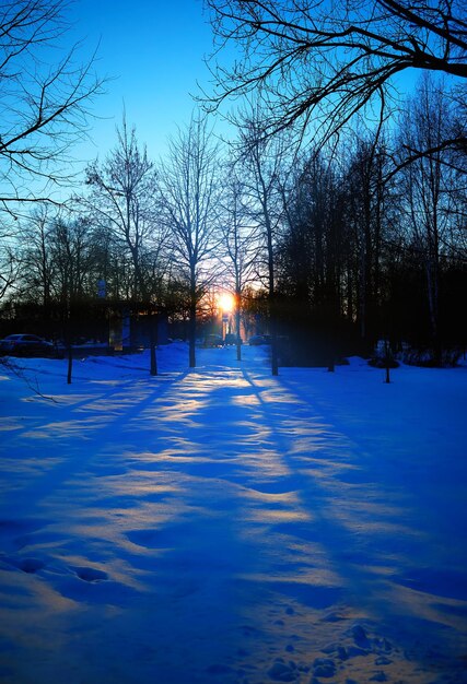 Landschaftshintergrund des letzten Wintersonnenuntergangs