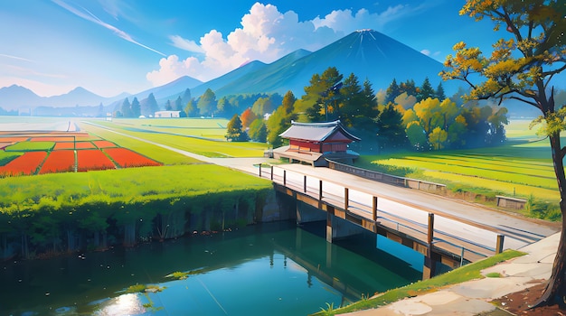 Landschaftslandschaft im Anime-Stil