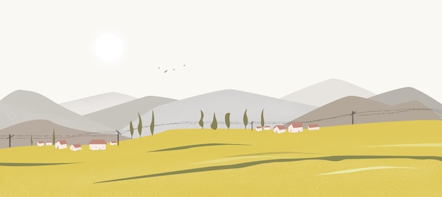 Landschaftsmalerei, Landschaft, abstrakt, Tuschemalerei Hintergrund. Mode der modernen Kunstwand