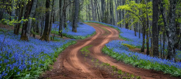 Foto landstraße durch dichten wald