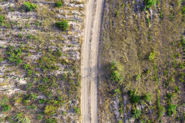 Landstraßenansicht von oben Luftbild