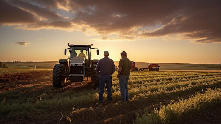 Foto landwirte auf dem feld