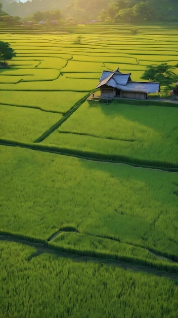 Landwirtschaft iot mit Reisfeld-Hintergrund