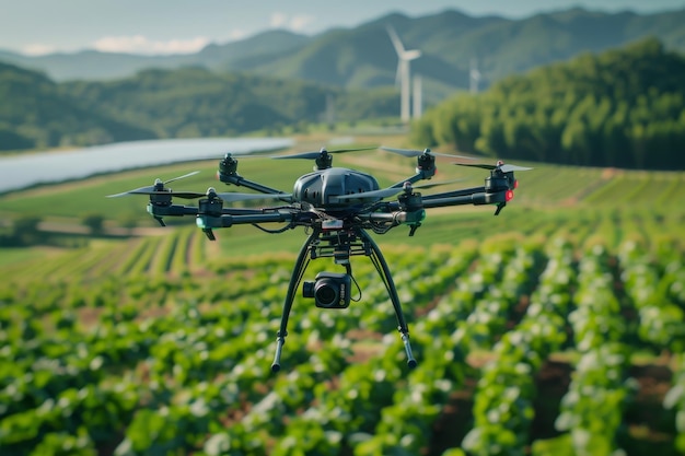 Foto landwirtschaft mit drohnen landwirtschaft und erntetechnologie innovation generative ki