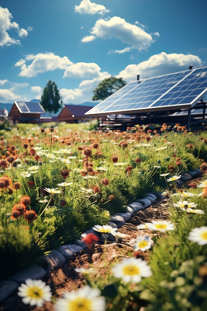 Landwirtschaftliche Felder mit installierten Solarmodulen, die das Konzept der Solarlandwirtschaft demonstrieren