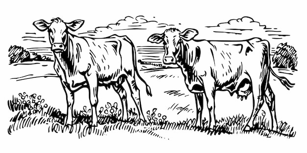 Landwirtschaftliche Tiere Kuh auf einer grünen Weide Landwirtschaft ländliche Idyll und Natur