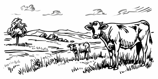 Landwirtschaftliche Tiere Kuh auf einer grünen Weide Landwirtschaft ländliche Idyll und Natur