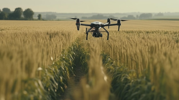 Landwirtschaftliches Feld mit Getreide und agronomischer Drohne Al erzeugt