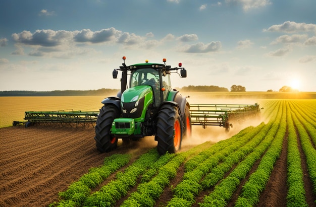 landwirtschaftliches Feld mit Traktor